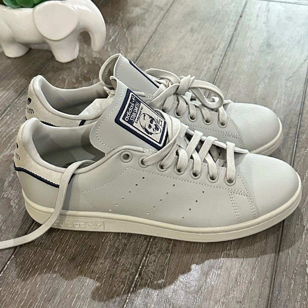adidas Stan Smith Light Gray with Navy Trim Women’s Sneakers